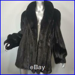 Minkellasz Xlgorgeous Vintage Genuine Real Black Mink Fur Coat Jacket