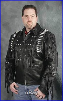 Motokit Men Native American Indian Leather Jacket, Premiere Quality