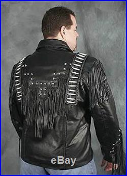 Motokit Men Western Native Indian Leather Jacket Premiere Quality All Sizes 
