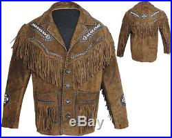 Motokit Men Western Indian Cowboy Leather Jacket Super Quality Suede All Sizes