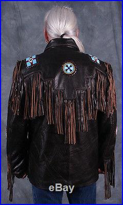Motokit Men Western Native Indian Leather Jacket, Premiere Quality All Sizes