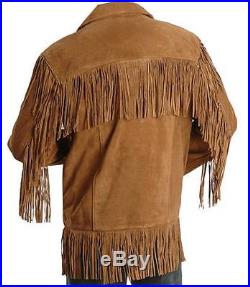 Motokit Mens Western Native Indian Original Cow Suede Leather Coat All sizes