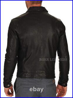 Multi Pockets Black Leather Jacket Men's 100% Genuine Lambskin Modern Coat Biker