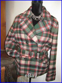 NEW $598 RALPH Lauren POLO Western WOOL Jacket COAT Peacoat PLAID Women 14 rrl L