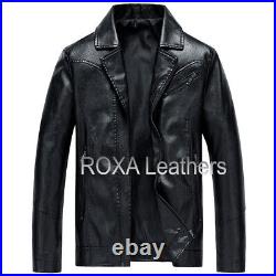 NEW Men's Genuine Lambskin Real Leather Jacket Black Western Style Zip Coat
