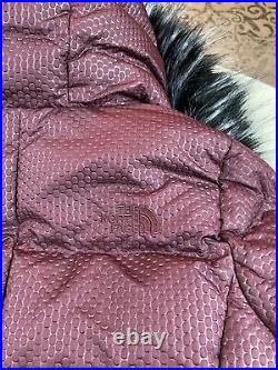 NEW North Face 550 Womens SMALL Fur Hooded Down Parkina Deep Garnet Red $299 S