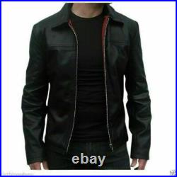 NEW Premium Men's Real Genuine Lambskin Leather Jacket Party Wear Black Zip Coat