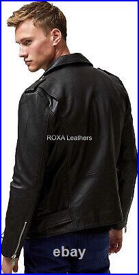 NEW Style Men Waist Belted Genuine Sheepskin 100% Leather Jacket Motorcycle Coat