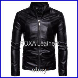NEW Stylish Men Soft Black Genuine Sheepskin 100% Leather Jacket Party Wear Coat