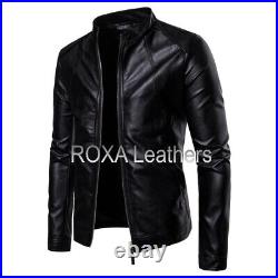 NEW Stylish Men Soft Black Genuine Sheepskin 100% Leather Jacket Party Wear Coat