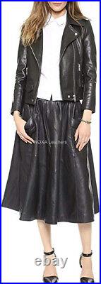 NEW Stylish Women Black Authentic Sheepskin 100% Leather Jacket Party Wear Coat