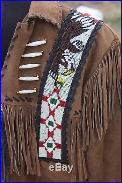 NEW Tribal Indian Boone Eagle Western Cowboy Jacket Leather MEDIUM