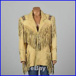 NEW-Womens/Ladies-Western Suede Leather Jacket Fringe Native American Bead Coat