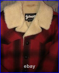 NICE! Men's Vintage Schott Bros Rancher Plaid Sherpa Lined Western Jacket Coat L