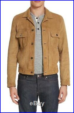 NWT $1,695 Eidos Men's Suede Western Jean Jacket in Walnut Sz 52-IT / US-L