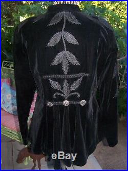 NWT$290Black Velvet Embroidered Falling Leaves Western Blazer JacketXLRoja