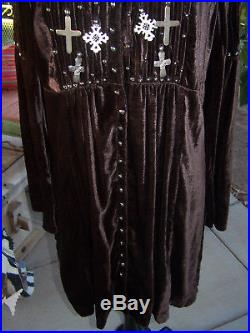 NWT$583Western Biker Coptic Cross Velvet Dress Duster CoatM/LDouble D Ranch