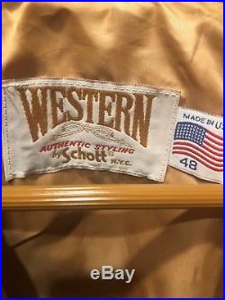 NWT, Mens Vintage Western Schott NYC Suede Leather Fringe Jacket, Sz 48, Perfect