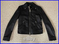 NWT TOM FORD Black Waxed Leather Fringe Western Zip Jacket Sz 48 US 38 $6290