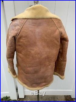 Native American Handmade Sheepskin Vintage Genuine Sherpa Leather Coat Jacket M