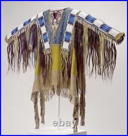 Native American Western Wear Suede Leather Jacket Fringes & Beads Work War Shirt