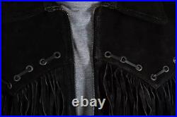 Native Americans Men's Cowboy Suede Leather Jacket Western Coat Fringes Cowboy