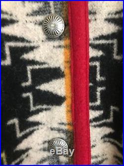 Native Jackets Santa Fe Native Wool Fringed Western Blanket Coat Sz L/XL