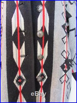 Native Jackets Santa Fe Native Wool Fringed Western Blanket Coat Sz L/XL