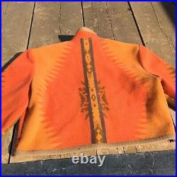 Native Jackets Sante Fe Brown Orange Aztec Southwest Wool Coat L USA made