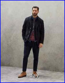 Navy Blue Leather Suede Handmade Coat Stylish Formal Men Leather Blazer