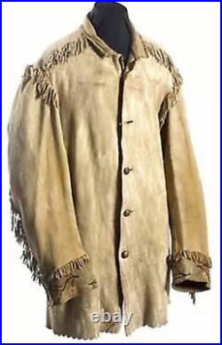 Naya Native American Men's Leather coat Mountain Man coat small fringes