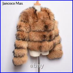 New Design Real Fur Coat Women Winter Outerwear Thick Warm Jacket 37374