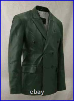 New Men Blazer Green Stylish Handmade Genuine Leather Lambskin Formal Fashion New Men Blazer Green Stylish Handmade Genuine Leather Lambskin Formal Fashion