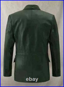New Men Blazer Green Stylish Handmade Genuine Leather Lambskin Formal Fashion New Men Blazer Green Stylish Handmade Genuine Leather Lambskin Formal Fashion
