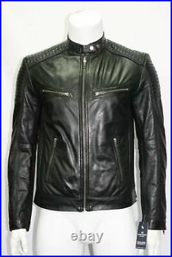 New Men Genuine Lambskin 100% Leather Jacket Motorcycle Biker Stylish Black Coat