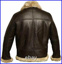 New Men RAF Aviator Real Leather Jacket Coat Bomber B3 Sheep Skin Pilot Flying