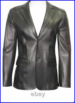 New Men's Blazer Coat Genuine Sheepskin Leather Jacket Men Casual Outerwear 036