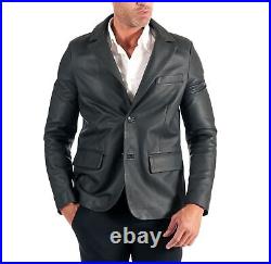 New Men's Blazer Coat Genuine Sheepskin Leather Jacket Men Casual Outerwear 041