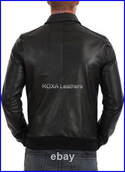 New Men's Genuine Cowhide 100% Leather Jacket Biker Casual Wear Cow Black Coat