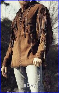 New Men's Native American Western Cowhide Suede Leather Jacket Coat