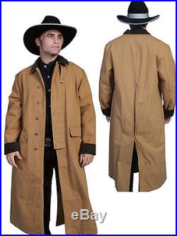 New Men's Scully Rangewear Long Canvas Duster Western Cowboy Brown