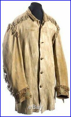 New Mens Cowboy Native American Western Buckskin Fringes Leather Jacket Coat S3