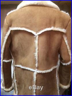 New Mens Shearling Sheepskin Western Cowboy Rodeo Marlboro Jacket