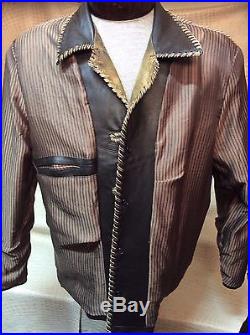 New Mens Vintage Italian Lamb Skin Brown Leather Western Cowboy Dress Jacket