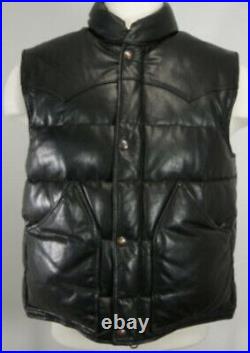 New Polo Ralph Lauren Medium Black Leather Vest Jacket Down RRL Rugby Western