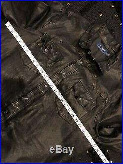 New Polo Ralph Lauren XXL Distressed Leather Jacket Shirt VTG RRL Western Washed