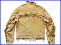 New Ralph Lauren RRL Deerskin Leather Fringed Western Jacket Slim size M