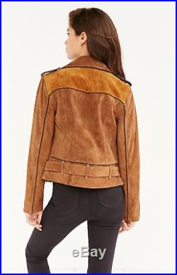 New Urban Outfitters Ecote Brown Suede Spliced Western Jacket Moto Size Medium