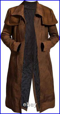 New Vegas A7 Veteran Ranger NCR Brown Suede Leather Armor Duster Coat for Men