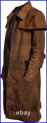 New Vegas A7 Veteran Ranger NCR Brown Suede Leather Armor Duster Coat for Men